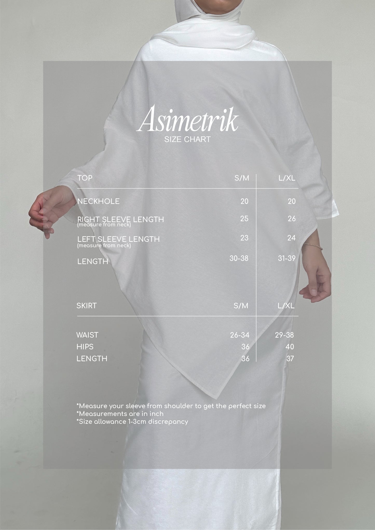 Asimetrik Set in White Shell