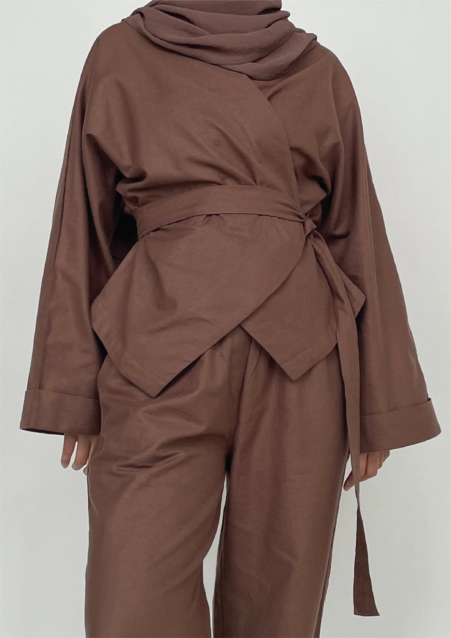 Kimono Wrap Top in Brown Cedar