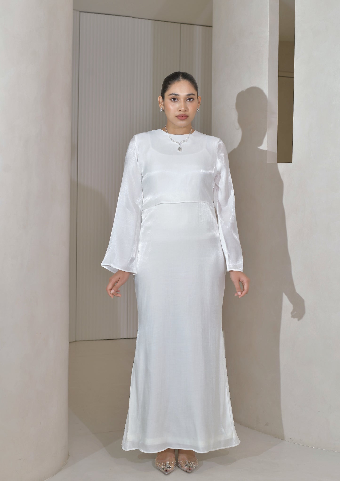 LUMIERE Cape Dress in White